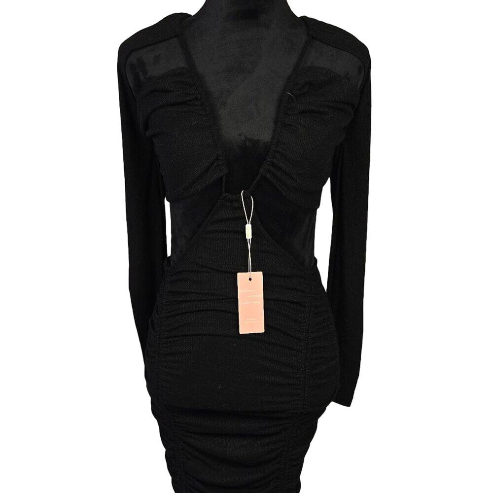 Miss Lola Women's Club Dress Black Long Sleeve Cut Out Dress Medium NWT